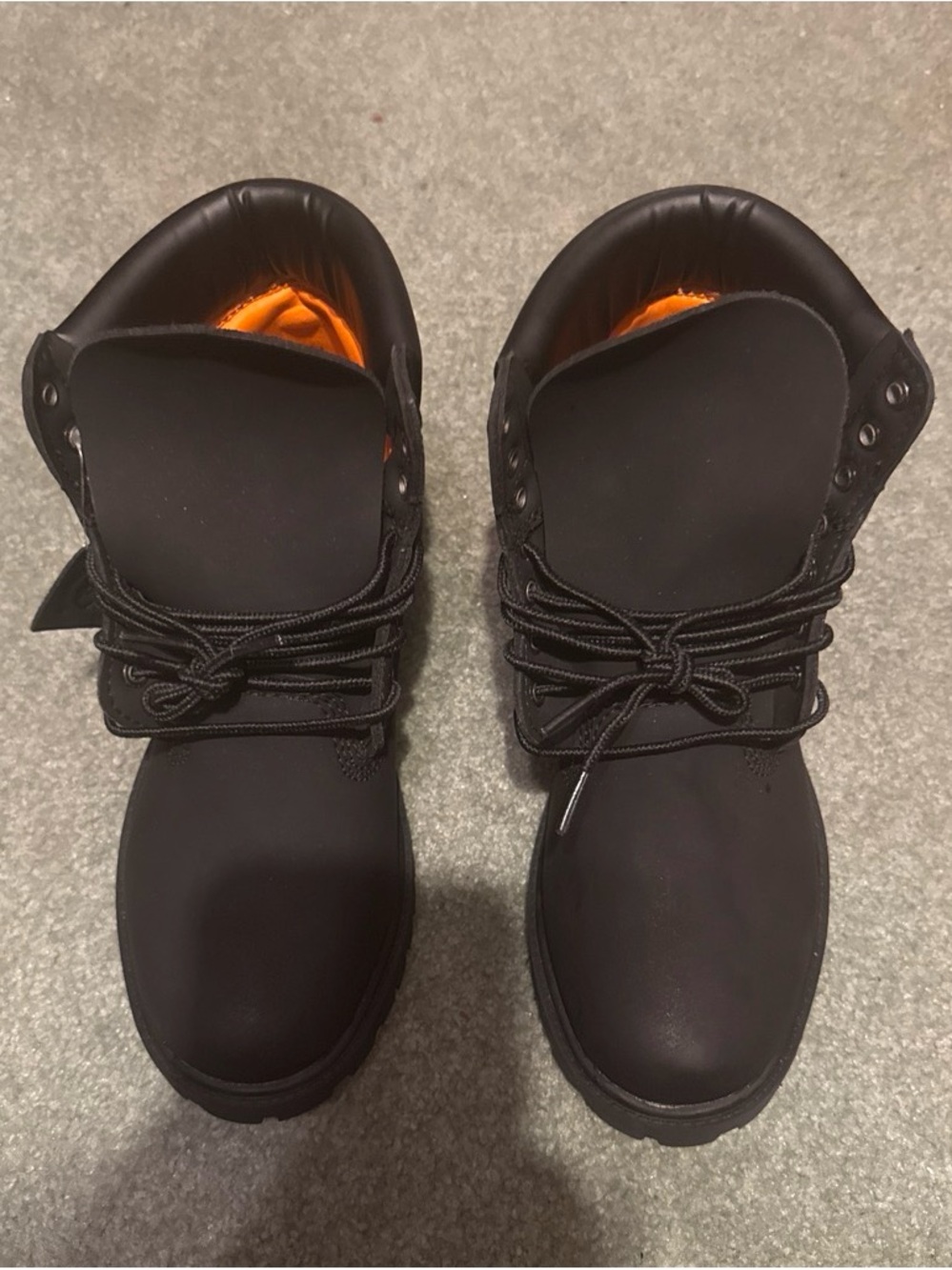 Timberland Black Boots with Orange Lining